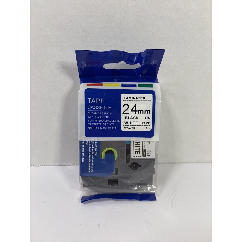 Label Tape Cassette QZE-251 24mm Laminated Black on White P-Touch Tape 8m